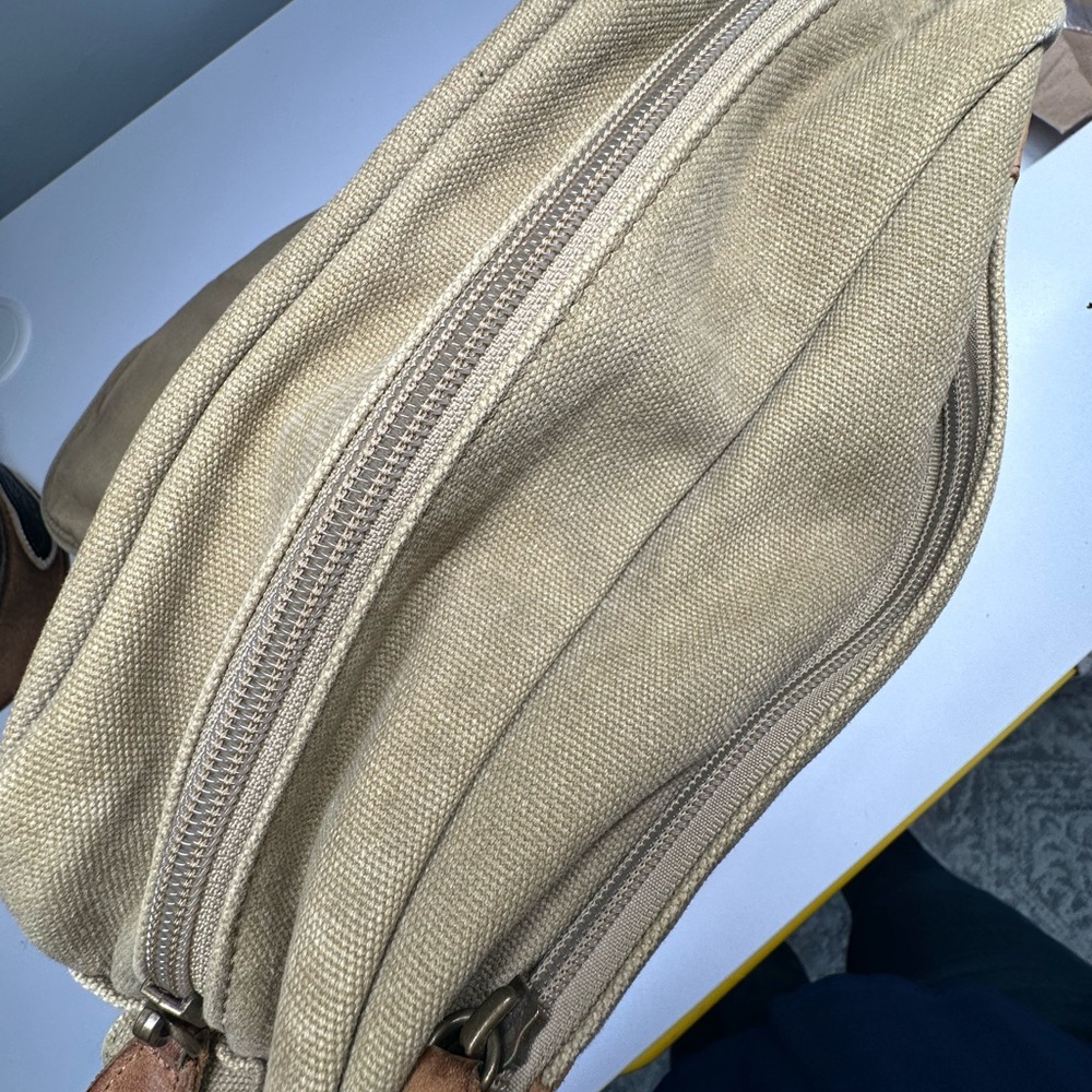LL BEAN Vintage 90’s Canvas Leather Trim Crossbody Bag - Picture 10 of 14